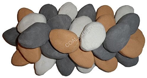 The Stove Wizard 20 Large Mixed Ceramic Pebbles Coal Replacement Accessories LPG Bio Ethanol Gas Fires Electric Fires White Grey Beige Firebed Stones UK Made Heat Resistant Finish