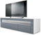 Vladon Lowboard Valencia, Made in Germany, TV-Kommode mit 1 offenem Fach und 2 Klappen, Weiß matt/Grau Hochglanz/Grau Hochglanz (155 x 46 x 40 cm)