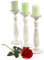 3er Set Kerzenständer T360, Kerzenhalter, Shabby-Look Vintage Höhe 35cm - weiß