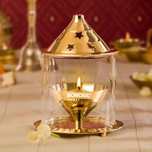 Borosil Akhand Diya Medium Messing Mehrfarbig