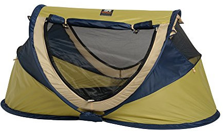 Deryan Reisebett/Travel-cot Peuter Luxe Reisebettzelt inklusive Schlafmatte, selbstaufblasbarer Luftmatratze und Tragetasche mit Pop-Up innerhalb 2 Sekunden aufgebaut, lime