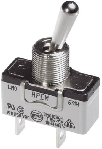 APEM Hebelschalter, 1 x (On)/Off/(ON), 637NH/2250 V/AC, 10 A, Momentan/0/Momentar, 1 Stück