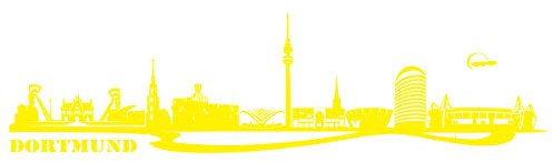 WANDKINGS Wandtattoo Skyline Dortmund (mit Sehenswürdigkeiten und Wahrzeichen der Stadt) 150 x 39 cm schwefelgelb - erhältlich in 33 Farben