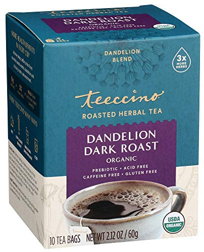 Teeccino, Tea Herbal Dandelion Dark Roast Organic, 10 Count