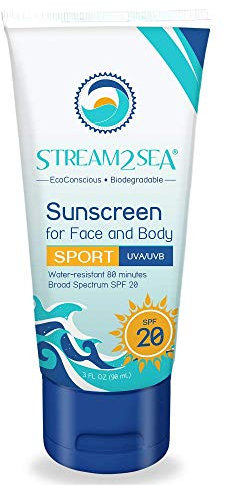 STREAM 2 SEA SPF 20 Écran solaire minéral Biodégradable et sans danger pour les récifs | 3 Fl oz Crème solaire minérale non grasse et hydratante pour la protection du visage et du corps