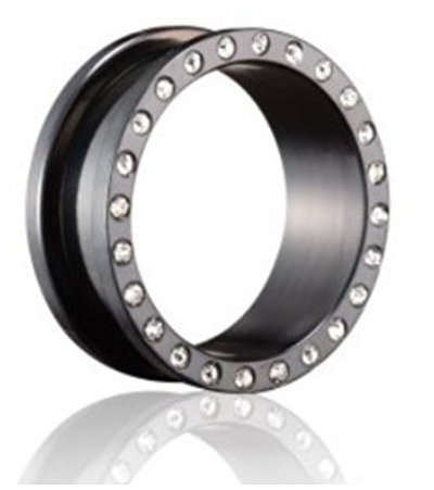 eeddoo Flesh Tunnel Kristall Schwarz Titan 18 mm