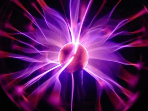 Plasmakugel Plasma-Lampe magische Blitze 8 Plasmaball Kopfball 20cm Durchschnitt / Höhe 30cm