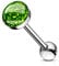Paula & Fritz® Zungen-Piercing Barbell 16mm lang Chirurgenstahl Glitter Epoxy Dome grün