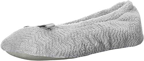 Isotoner Chaussons pour femme en microterry chevron et semelle en tissu pour plus de confort, gris clair, 35.5/36.5 EU