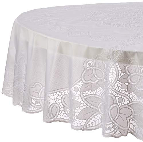 Vinyl-Tischdecke, Betenburg-Design, rund, 183 cm, Farbe: Weiß