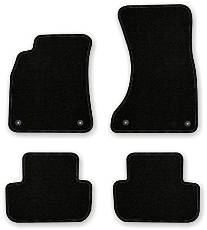 Bär-AfC Auto Fußmatten Basic passend für Audi A4 8K B8 2007-2015, Autoteppiche Nadelvlies Schwarz, Rand Kettelung Schwarz, Set 4-teilig, AU00151