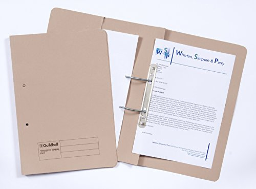 Exacompta - Ref 347-BUFZ - Guildhall - Pocket Spiral File, 285gsm Premium Heavyweight Sprint Manilla, 355 x 250mm, Right Hand Pocket, Blue Angel Certified - Buff, Pack of 25