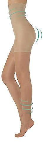 CALZITALY Collant Modellanti Vita Alta, Calze Contenitive Snellenti Effetto Push Up (M, Naturale)