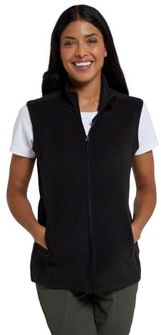 Mountain Warehouse Camber Womens Gilet - Lightweight Sleeveless Jacket, Microfleece Bodywarmer, Breathable Vest, Zipped Side Pockets - For Spring Summer, Camping, Hiking Black Women's Size 6
