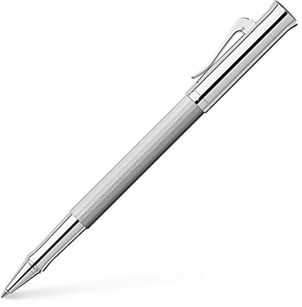 Graf von Faber-Castell 146514 - Tintenroller Guilloche Rhodiniert, Silber, Rollerball Pen, 1 Stück