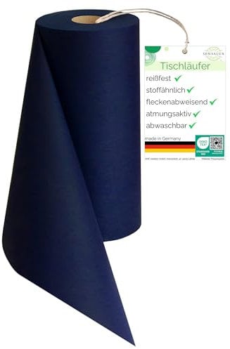 Sensalux Tischläufer, Tischband, stoffähnliches Vlies, Standard 100 by Oeko-TEX® - Klasse I Zertifiziert, 50cm x 25m, Dunkelblau