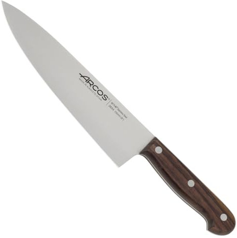 Arcos Serie Atlántico - Cuchillo Chef 8 con Hoja Acero Inoxidable Nitrum y Mango Madera Rosa marrón - Diseño Elegante y Duradero (tamaños 7 o 8). Serie Atlántico. Color marrón.