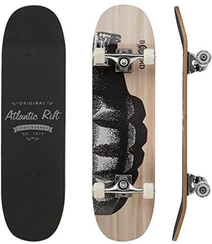 Monzana® Skateboard Komplettboard ABEC 9 Kugellager 85A PU-Rollen 9-lagiges Ahornholz 80x24cm Longboard Double Kick Deck Design Anfänger Profis Grau