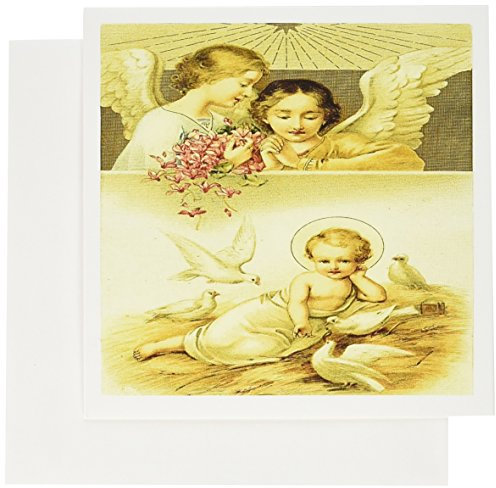 3dRose Gc_163268_2 Grußkarten, Motiv Engel wachen über Jesuskind, 12 Stück