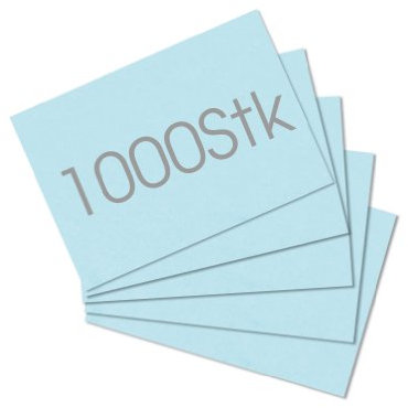 Qualitäts Karteikarten A7 | 1000er Bundle | diverse Lineaturen und Farben zur Auswahl (A7 | blanko, blau)