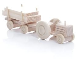Rudolphs Schatzkiste Holzspielzeug Traktor mit Langholz Natur HxBxT 3,5x7,5x3cm NEU Holzauto LKW Holz LKW Truck Holzfahrzeug Holztraktor Auto Traktor Holztruck Spielzeug Holzspielzeugauto
