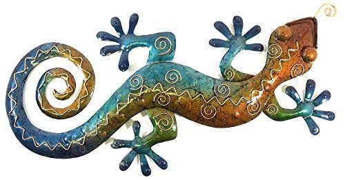BWA Neue, Moderne Metallwand Kunst-Bild oder Skulptur - Große mehrfarbige Gecko
