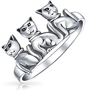 Bff Freundschaft Drei Beste Freunde Familie Kätzchen Katze Ring Band Für Teenager Für Frauen .925 Sterling Silber Ring