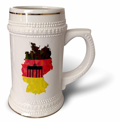 3dRose Deutschland-Flagge mit Brandenburger Tor, Steinbecher, 510 ml, 624 ml, Weiß
