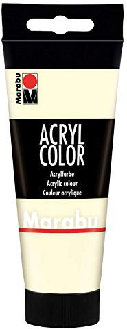 Marabu 12010050271 - Acryl Color elfenbein 100 ml, cremige Acrylfarbe auf Wasserbasis, schnell trocknend, lichtecht, wasserfest, zum Auftragen mit Pinsel und Schwamm auf Leinwand, Papier und Holz