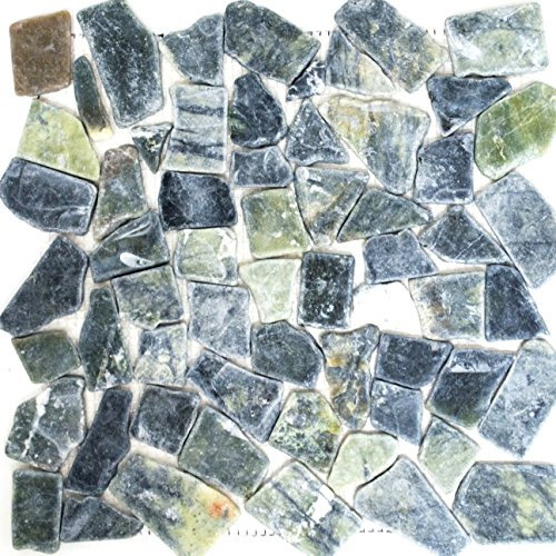 Mosaik Bruch/Ciot mix grau-grün Marmor Naturstein Küche, Mosaikstein Format: 15-69x8 mm, Bogengröße: 315x315 mm, 10 Bögen