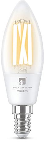 4lite Smart C37 E14 Clear Filament Candle Bulb (5W) Dimmable 470Lm 2700-6500K Tuneable White, Wi-Fi/Bluetooth Controlled with Screw Fitting - 4l1/8007