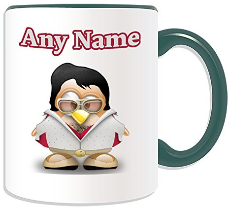 Personalised Gift - Elvis Presley Mug (Penguin History Celebrity Costume Design Colour) Name Message Unique Star Silly Funny Novelty Singer King Pop Dancer Actor Album Music Award Rock Musician Roll