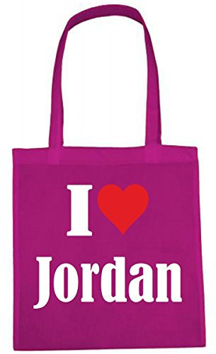 Reifen-Markt Tasche I Love Jordan Größe 38x42 Farbe Pink Druck Weiss