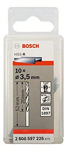 Bosch Professional Karosseriebohrer HSS-R rollgewalzt (10 Stück, Ø 3,5 mm), Durchmesser: 3.5/Gesamtlänge in mm: 52