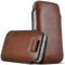 itronik® Designer Leder Tasche für Apple iPhone 5 5G Braun Brown Ledertasche Cover Schutzhülle Edel Leather Lasche mit Easy-Out Rückzugfunktion