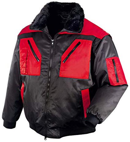 texxor Herren Pilotenjacke Oslo Arbeitsjacke mit abnehmbaren rmeln schwarz rot L, Rot/Schwarz, L EU