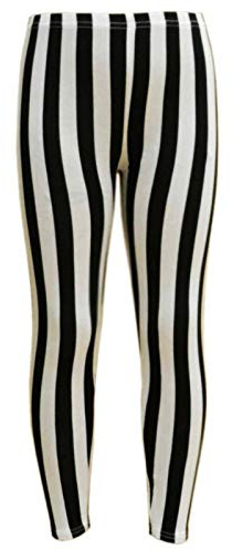 A2Z 4 Kids Black White Striped Leggings Girls Ages 7-13 Years | Vertical Stripe Stretch Pants Trendy Fashion Comfortable Everyday Wear