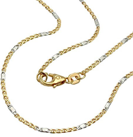Goldkette Halskette Kette Panzerkette Stegpanzerkette Damen 585 Bicolor Gold 14 kt Länge 45 cm Breite 1,4 mm Gewicht 2,1 g