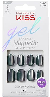 KISS Gel Fantasy, Press-On-Nägel, Nagelkleber inklusive, 'Dial Me', Grau, kurze, ovale Form, enthält 28 Nägel, 2g Kleber, 1 Manikürestäbchen, 1 Mini-Feile