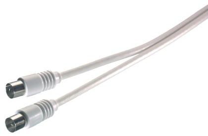 Vivanco Antennenkabel Koaxstecker <-> Koaxkupplung >75 dB 5m weiß