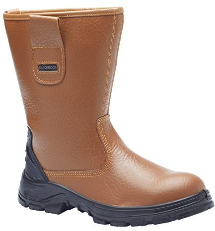 Blackrock S1-P SRC Safety Rigger Work Boots, Mens Womens Steel Toe Cap Tan Leather, Working Boots, Safety Shoes, Protective Midsole, Gardening, Work & Utility Footwear, Construction - Size 7