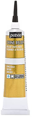 PEBEO 773237 37 ml Vitrail Stained Glass Effect Cerne Relief Tube with Nozzle, Pale Gold
