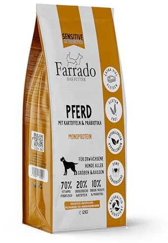 Farrado Pferd - Hundetrockenfutter für ausgewachsene Hunde Aller Rassen - getreidefrei, glutenfrei, zuckerfrei (4kg)