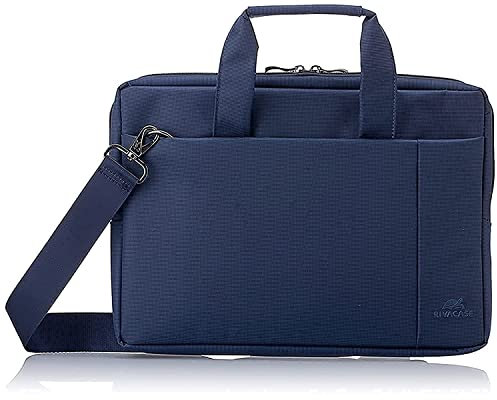Rivacase 8221 Laptoptasche bis 13.3 Zoll - 35 x 26,5 x 6,5cm – Kompakte gepolste Aktentasche für Notebooks für Damen und Herren, wasserabweisende Laptophülle für Arbeit, Reise, Uni (Blau)