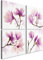 B&D XXL - Wandbilder Set Blumen 60x60 cm 4 Teilig je 30x30 Vlies Leinwandbild Kunstdruck modern Wandbilder XXL Wanddekoration Design Wand Bild mehrteilig Magnolien weiß lila