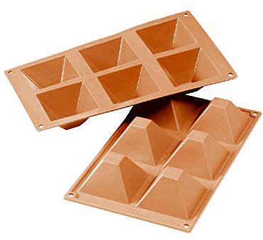 silikomart | SF006 Silikonform für PYRAMID Monoportionen, antihaftbeschichtet, 6 Hohlräume, 1er Pack Kuchenform, 71 x 71 h 40 mm, Made in Italy