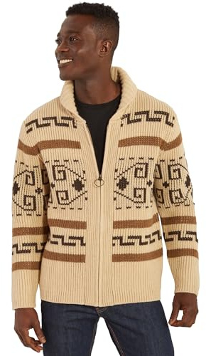 Pendleton Men's The Original Westerley, Wool, Heavy Cable Knit Cardigan Sweater with Zip Front - (Tan/Brown) - X-Large
