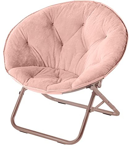 Urban Shop Faux Fur Saucer Chair with Metal Frame, One Size, Blush