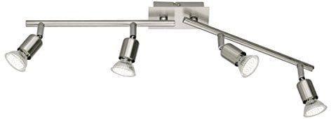 Reality Leuchten LED Spotleuchte 4-flammig, nickel matt, inklusiv 4 x GU10/2.5 W, 150 lm, 3000 k, 60 cm R82944107