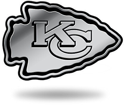 NFL Rico Industries Chrome Finished Auto Emblem 3D Sticker, Kansas City Chiefs